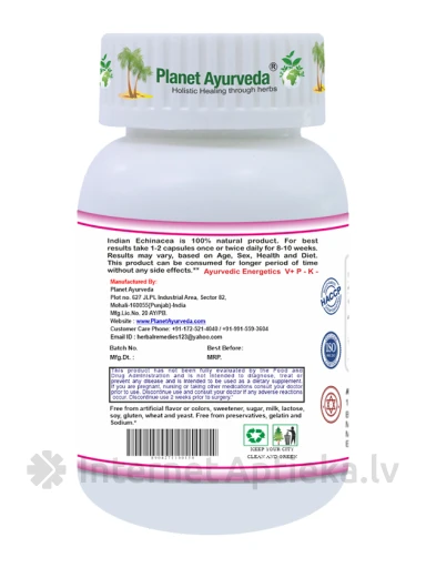 Planet Ayurveda® Indijas ehinācija, 60 kapsulas | internetaptieka.lv