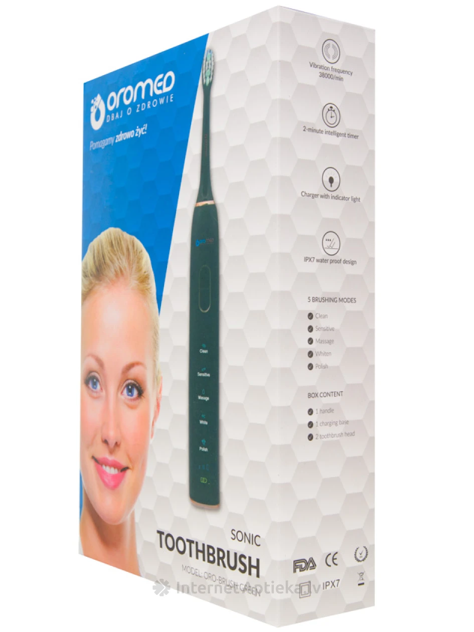 Oromed звуковая элетрическая зубная щетка, зеленая, 1 gb. | internetaptieka.lv