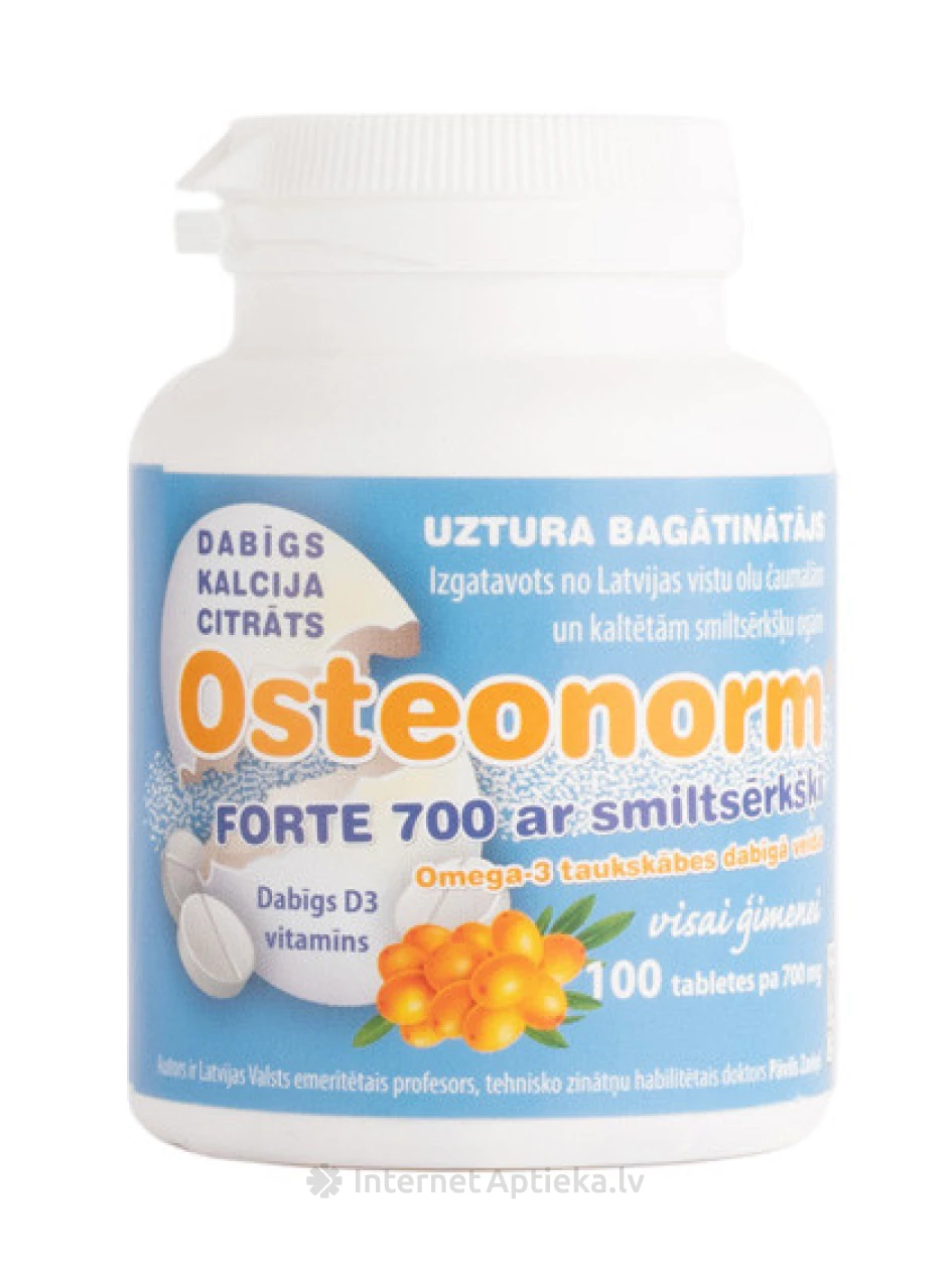 Osteonorm Forte 700 мг с облепихой, 100 таблеток | internetaptieka.lv