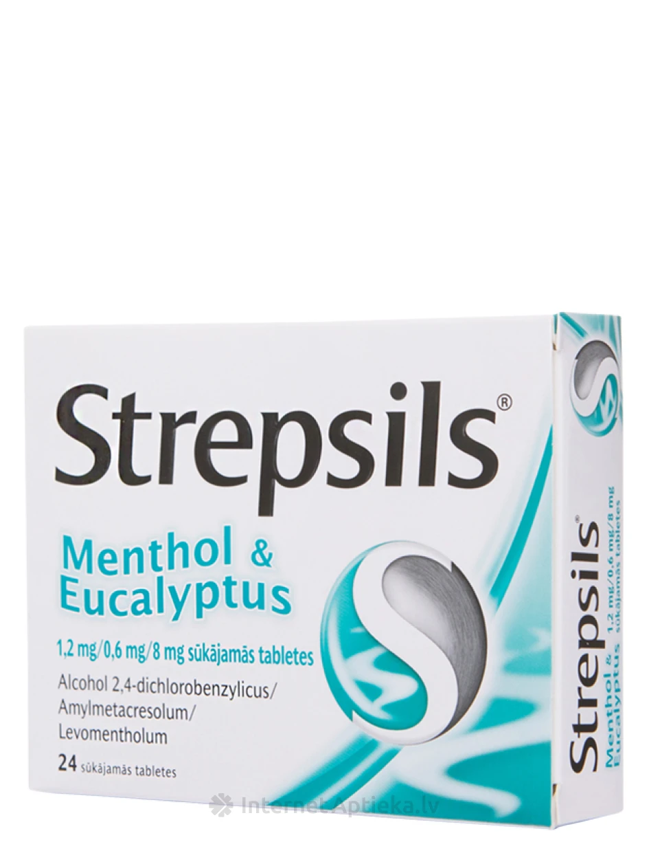Strepsils Menthol & Eucalyptus, 24 sūkajamās tabletes | internetaptieka.lv
