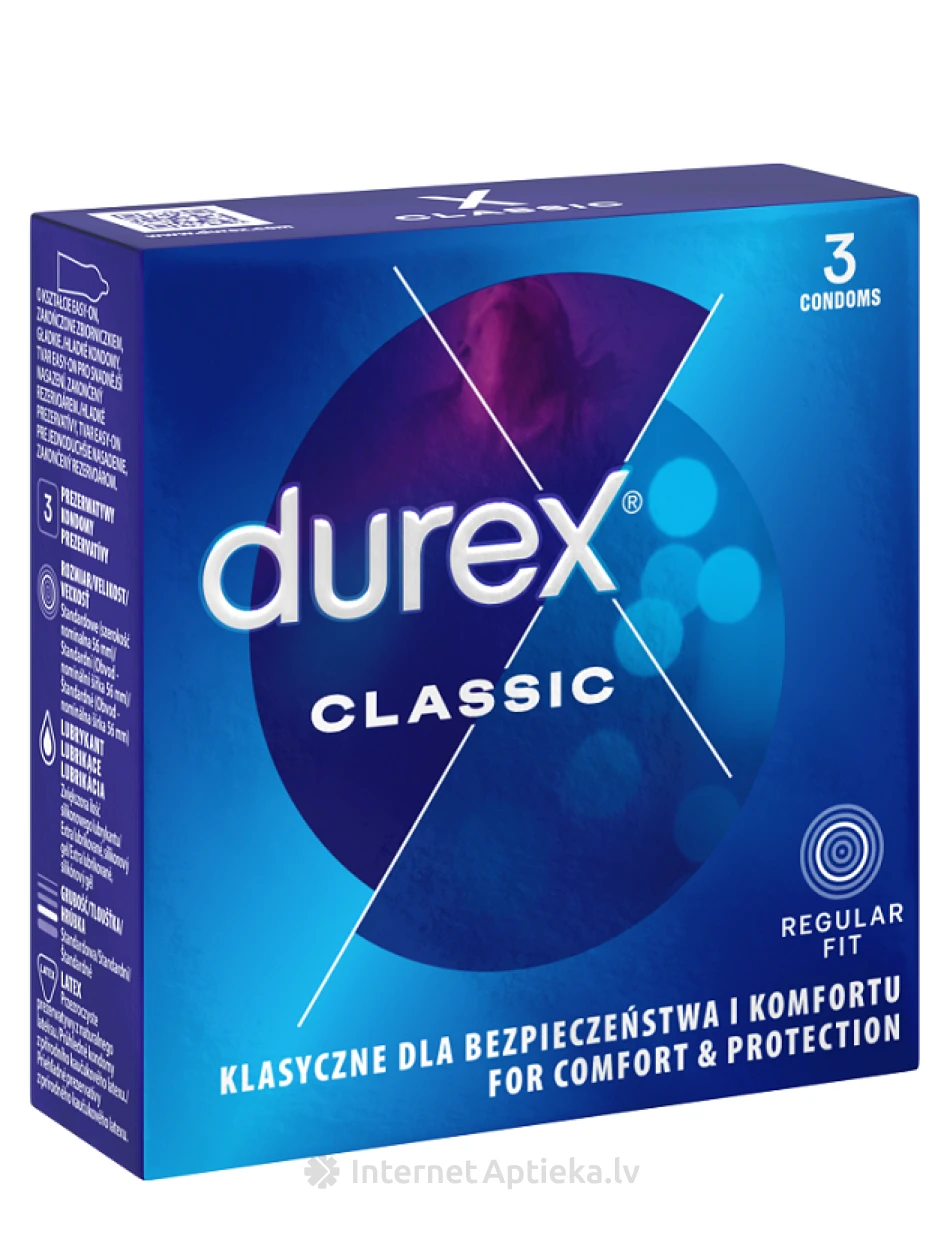 DUREX prezervatīvi Classic, 3 gb. | internetaptieka.lv