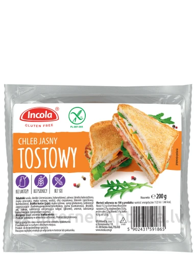 Incola bezglutēna gaišā tostermaize, 200 g | internetaptieka.lv