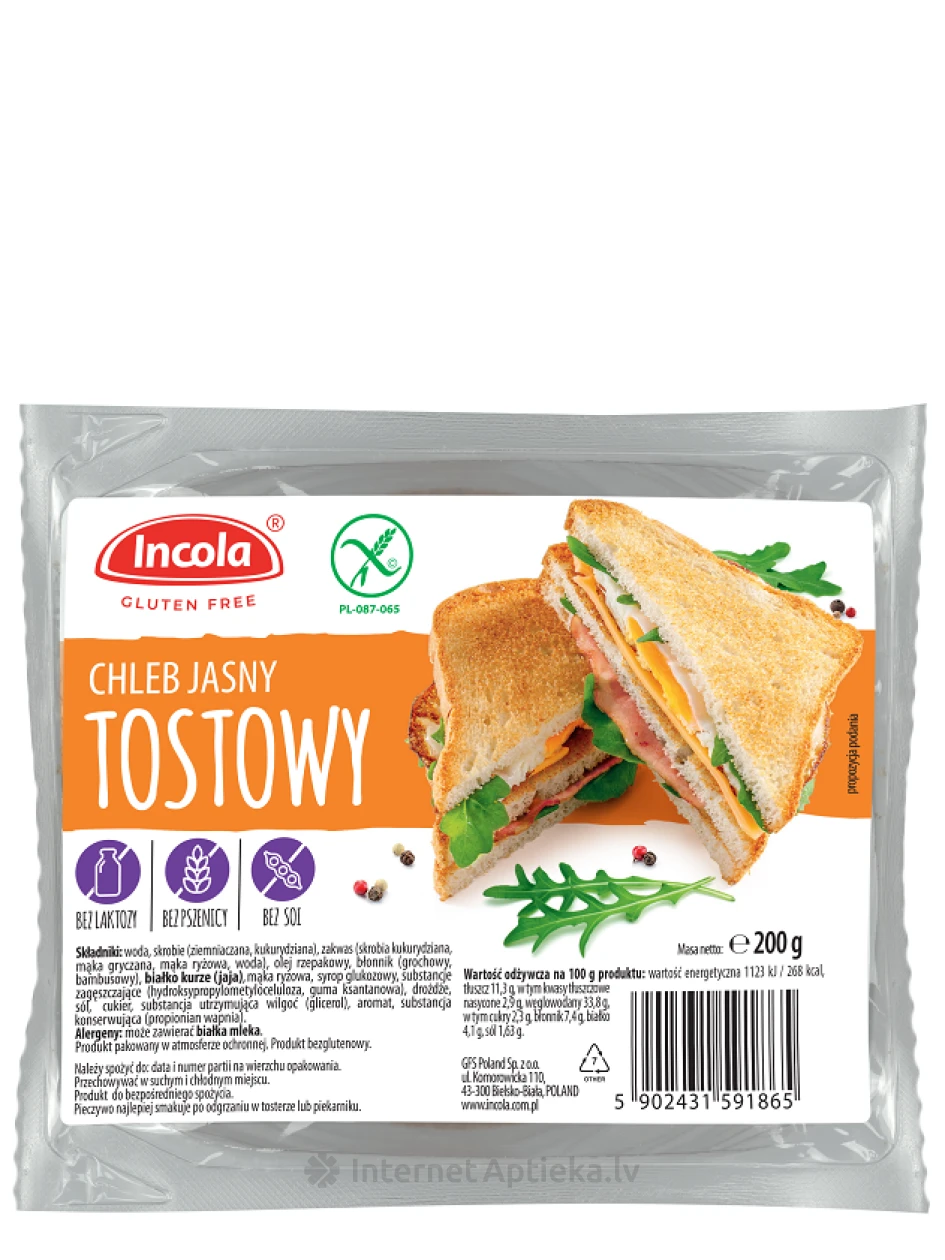 Incola gluteenivaba hele röstsai, 200 g | internetaptieka.lv