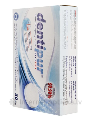Dentipur rapid cleansing таблетки для чистки зубных протезов, 30 таблеток | internetaptieka.lv