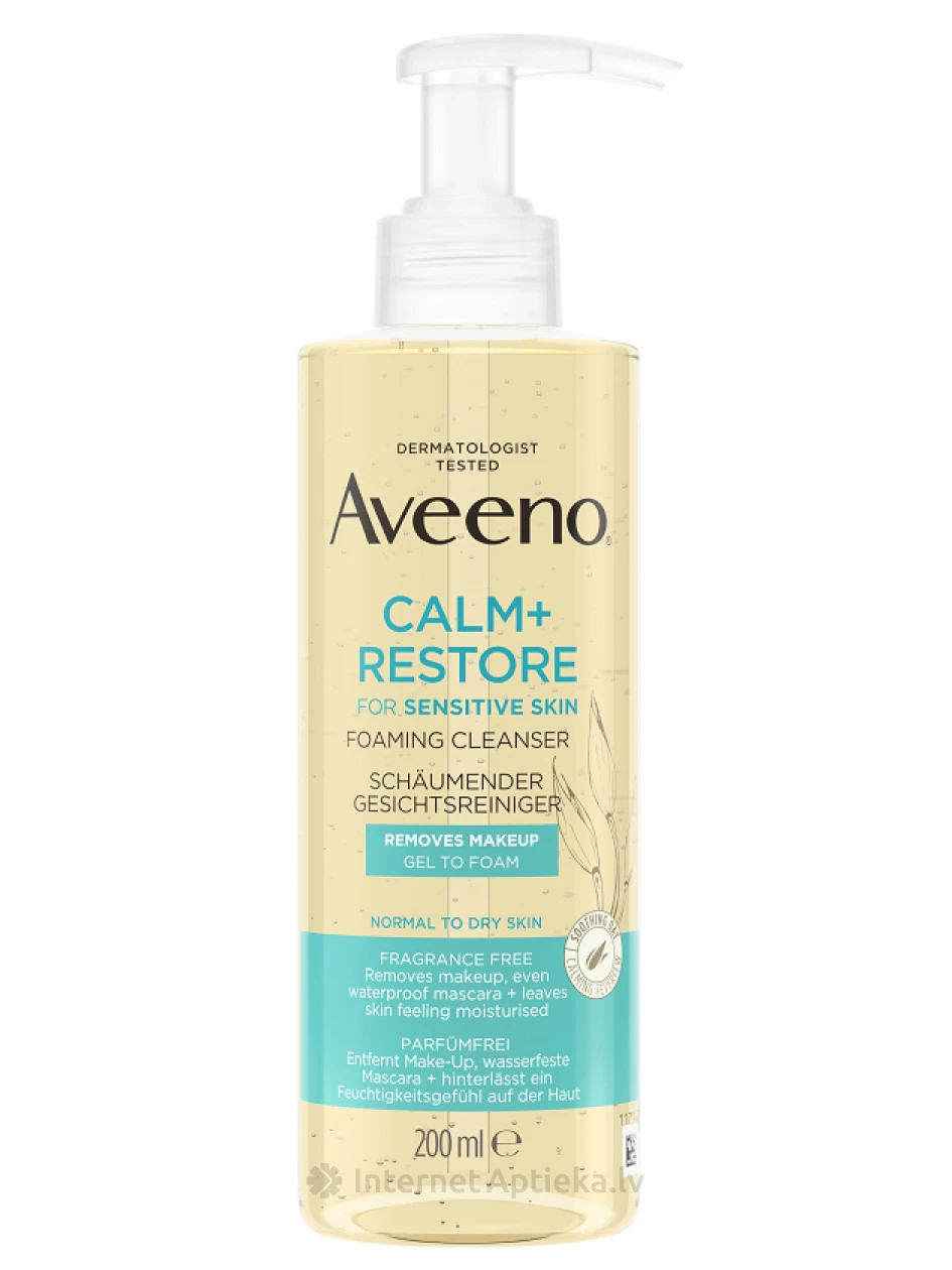 AVEENO Calm+Restore putojošs attīrītājs, 200 ml | internetaptieka.lv