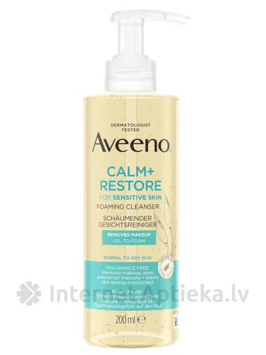 AVEENO Calm+Restore пенящееся очищающее средство, 200 мл | internetaptieka.lv