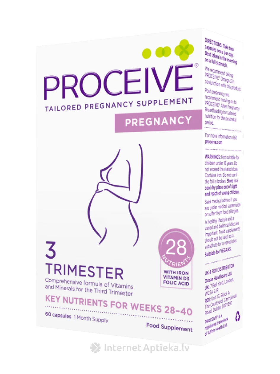 PROCEIVE Trimester 3 Витамины для беременных, 60 капсул | internetaptieka.lv