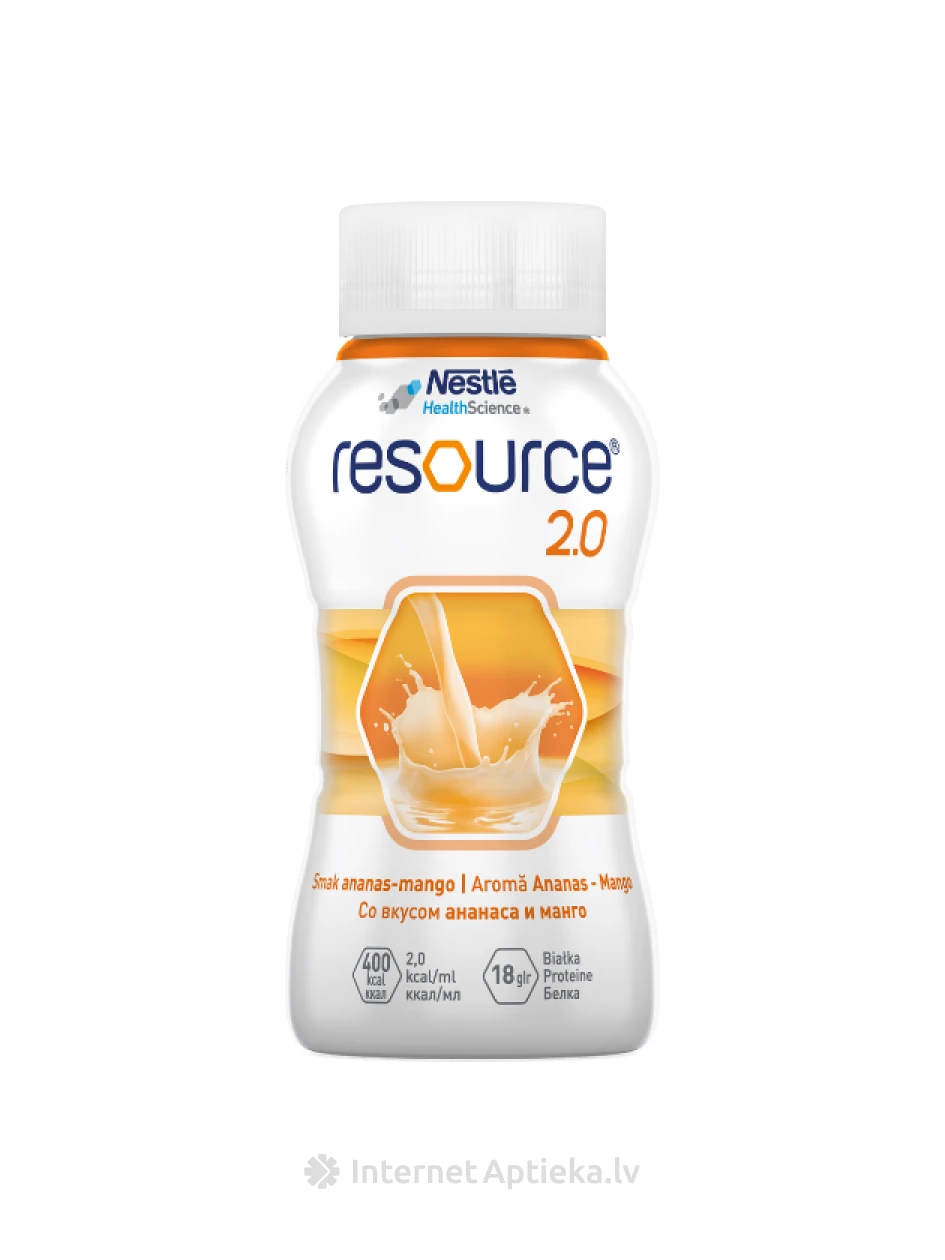 Resource 2.0 mango pineapple maitsega, 4 x 200 ml | internetaptieka.lv