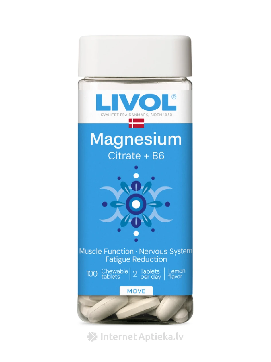 LIVOL EXTRA Magnija Citrāts + B6, 100 tabletes | internetaptieka.lv