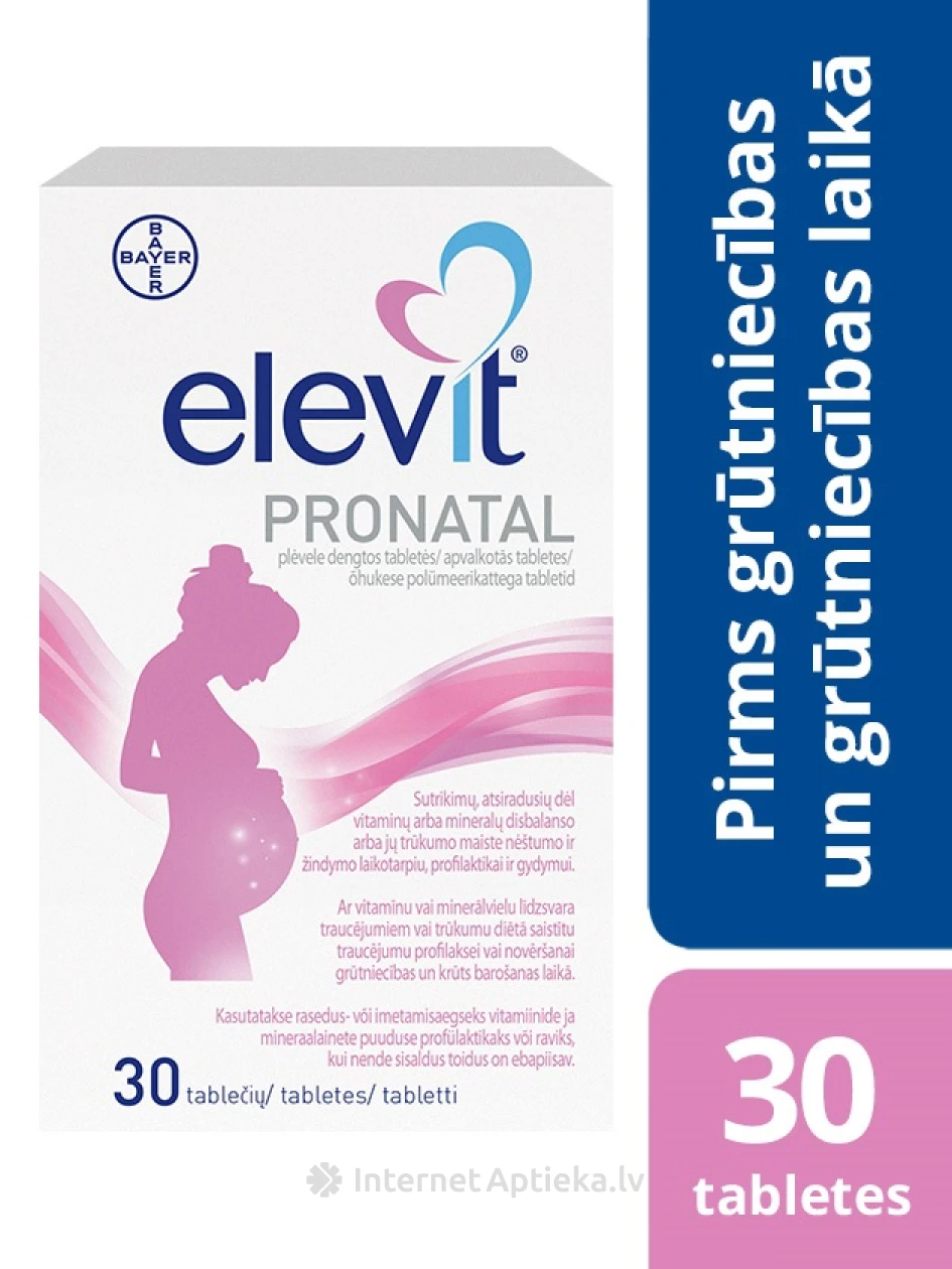 Elevit Pronatal grūtnieču vitamīni, 30 apvalkotās tabletes | internetaptieka.lv