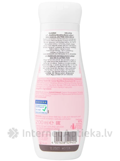 Weleda Sensitive nomierinošs ķermeņa losjons jutīgai ādai, 200 ml | internetaptieka.lv