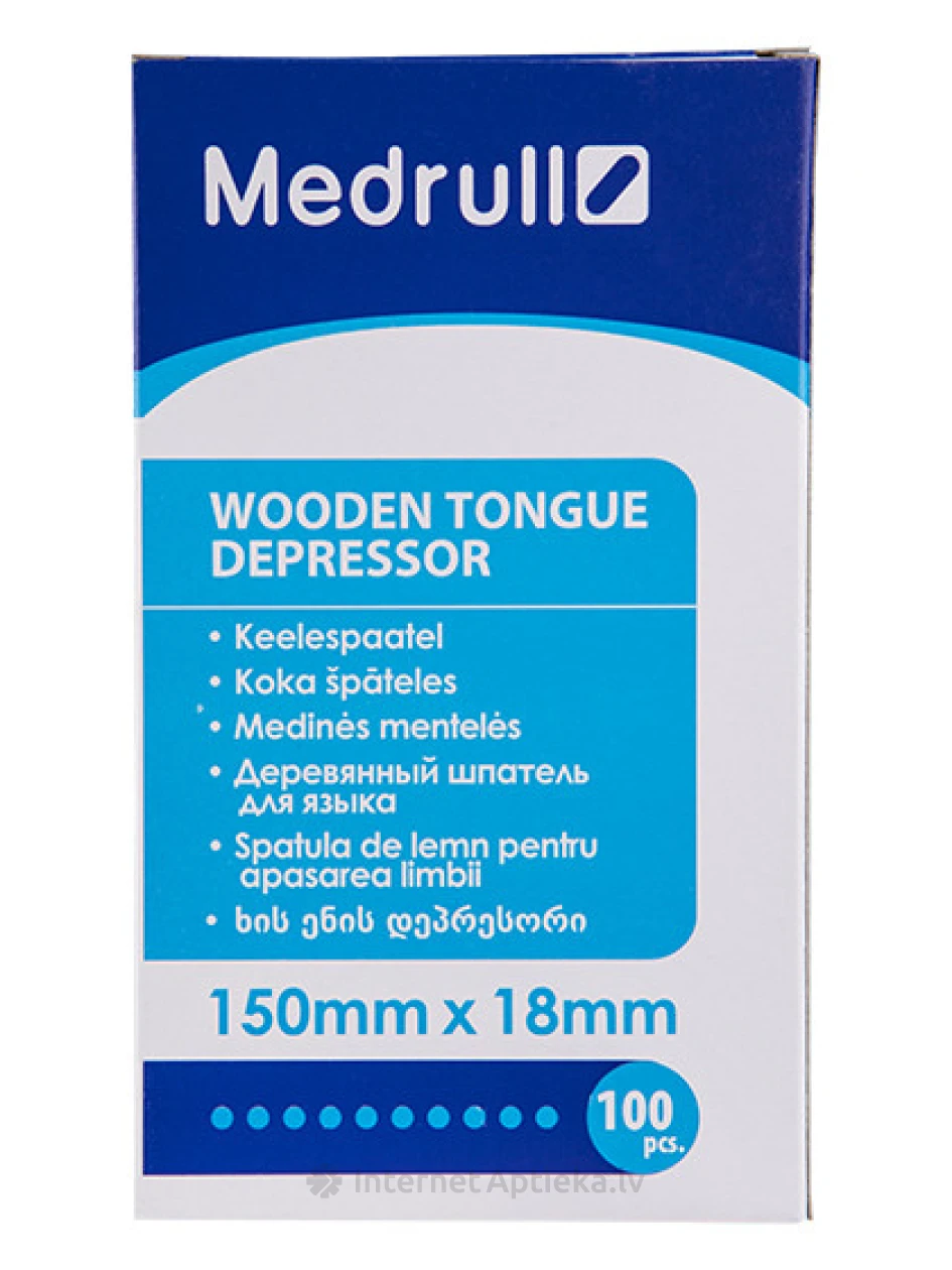 Medrull Špātele koka 150 mm x 18 mm, 100 gb. | internetaptieka.lv