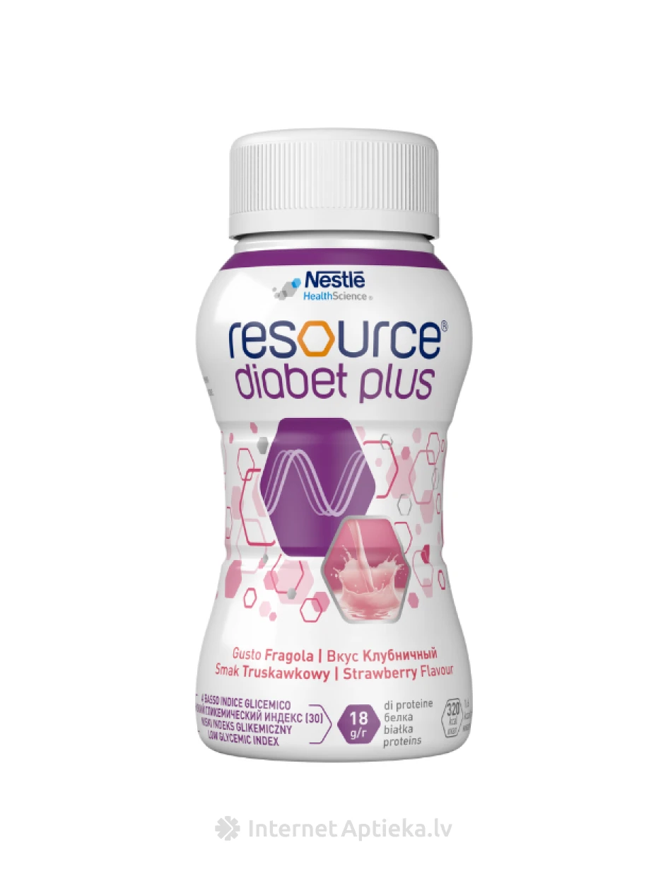 Resource Diabet Plus strawberry maitsega Toit meditsiiniliseks otstarbeks, 4 x 200 ml | internetaptieka.lv