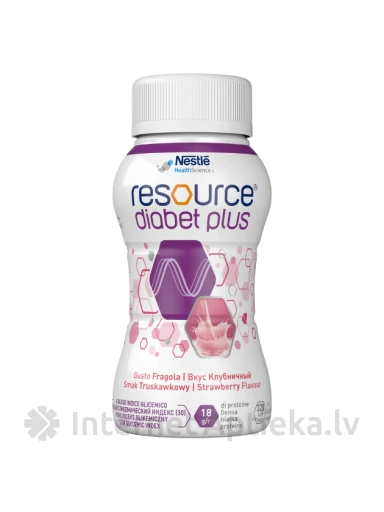 Resource Diabet Plus strawberry maitsega Toit meditsiiniliseks otstarbeks, 4 x 200 ml | internetaptieka.lv