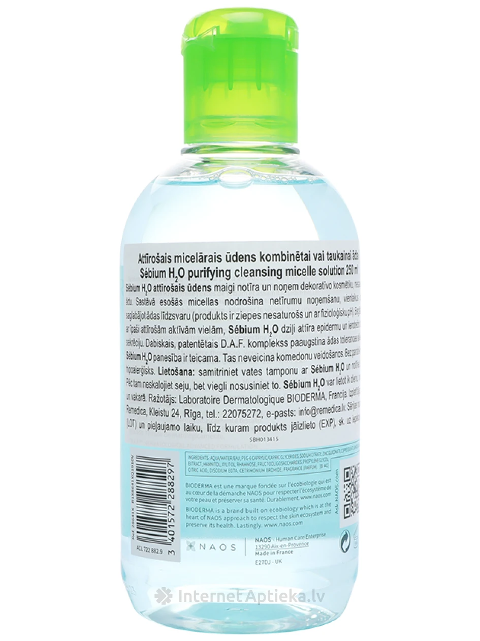 Bioderma Sébium H2O мицеллярная вода, 250 мл | internetaptieka.lv