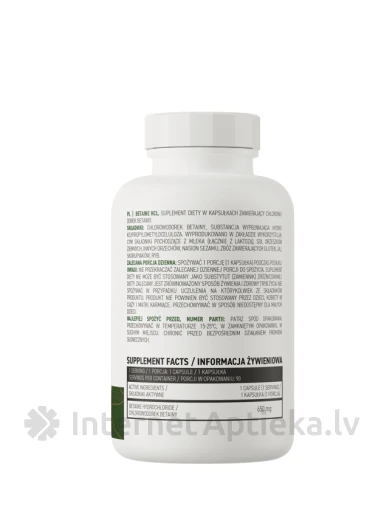 OstroVit Betaine HCl VEGE kapsulas, 90 gb. | internetaptieka.lv