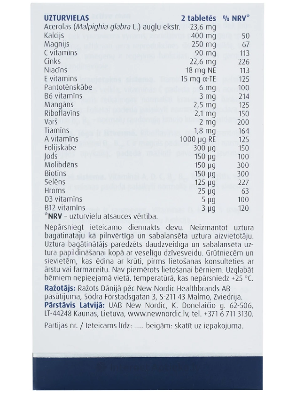New Nordic Multivitamin active man, 120 таблеток | internetaptieka.lv