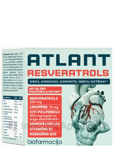 Biofarmacija Atlant Resveratrols paciņas, 28 gb. | internetaptieka.lv