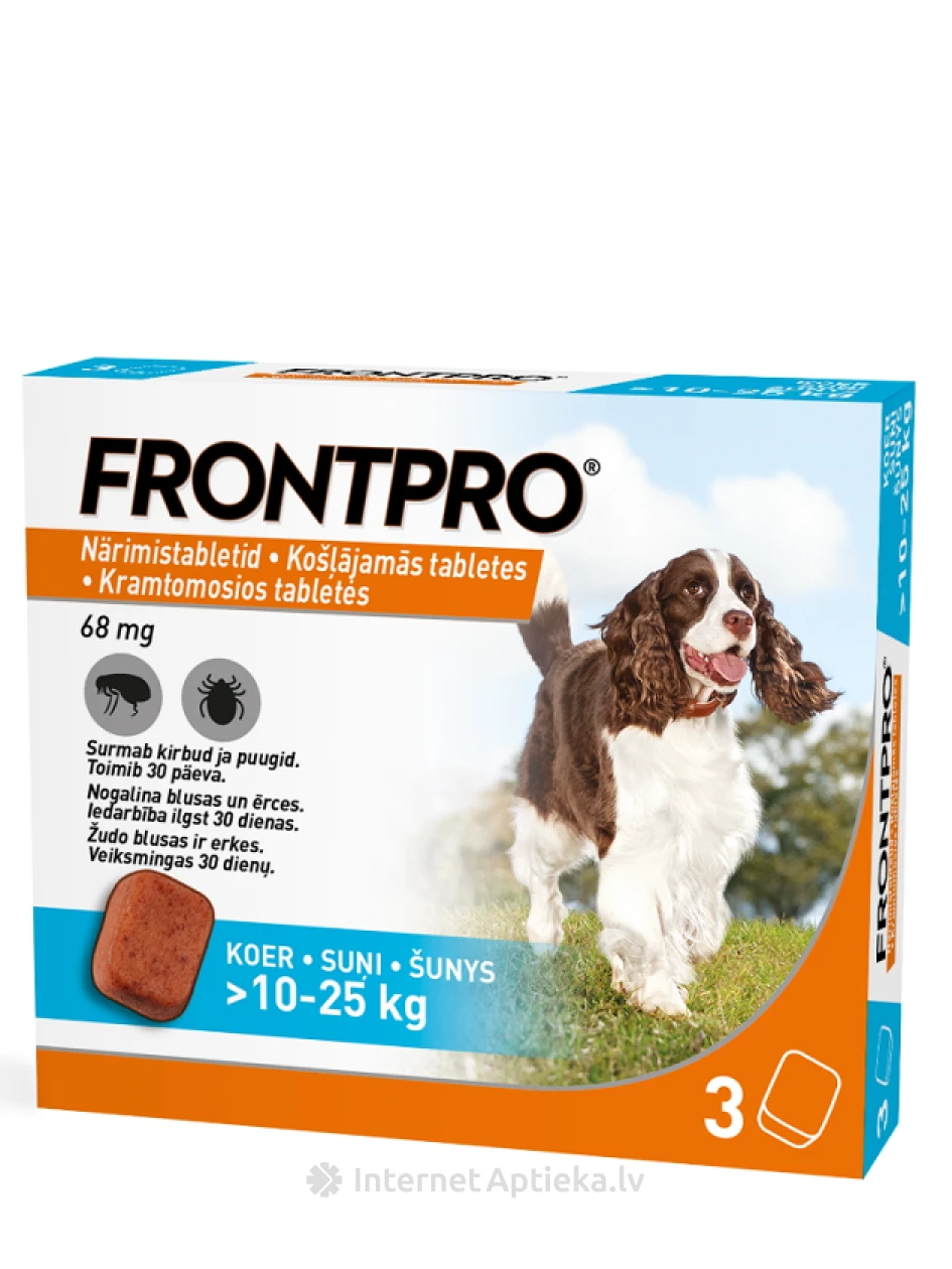 Frontpro 68 mg suņiem >10-25kg L, 3 tabletes | internetaptieka.lv