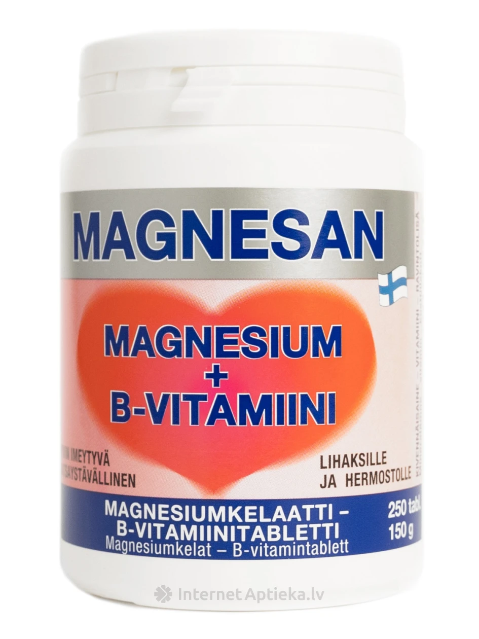 Magnesan Magnijs + B grupas vitamīni, 250 tabletes | internetaptieka.lv