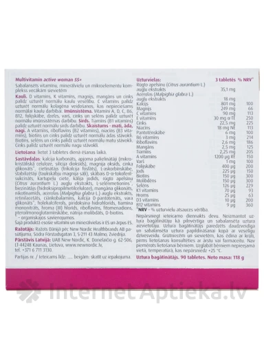 New Nordic multivitamin active woman 55+ tabletid, 90 tabletti | internetaptieka.lv