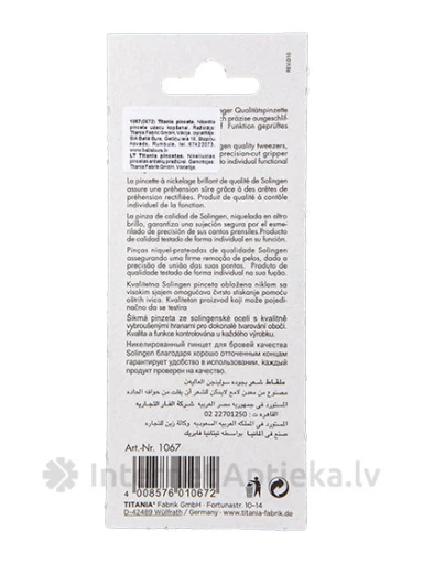 Titania Pincete uzacu kopšanai, niķelēta, 1 gb. | internetaptieka.lv