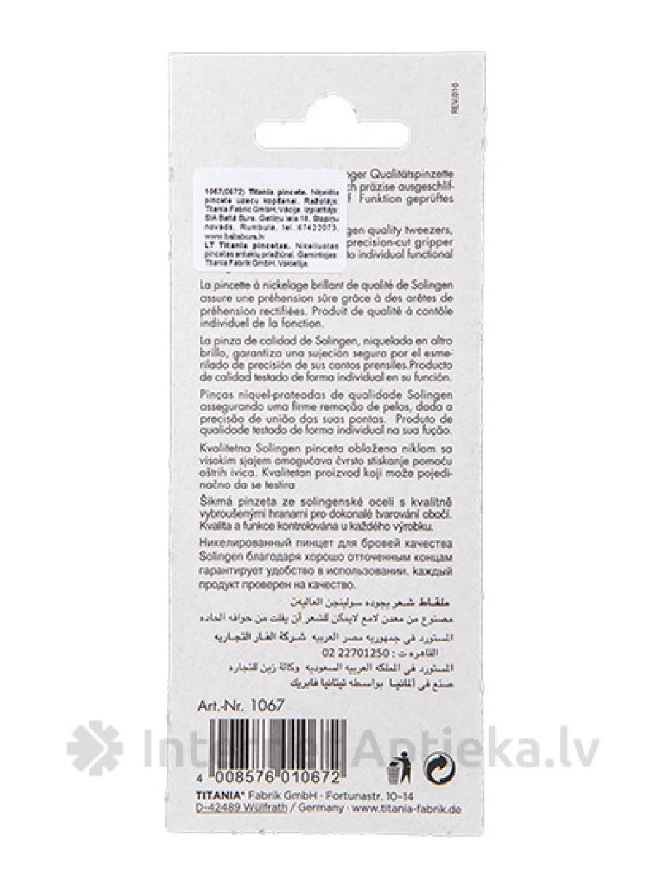 Titania pintsetid kulmude hooldamiseks, nikeldatud, 1 tk. | internetaptieka.lv