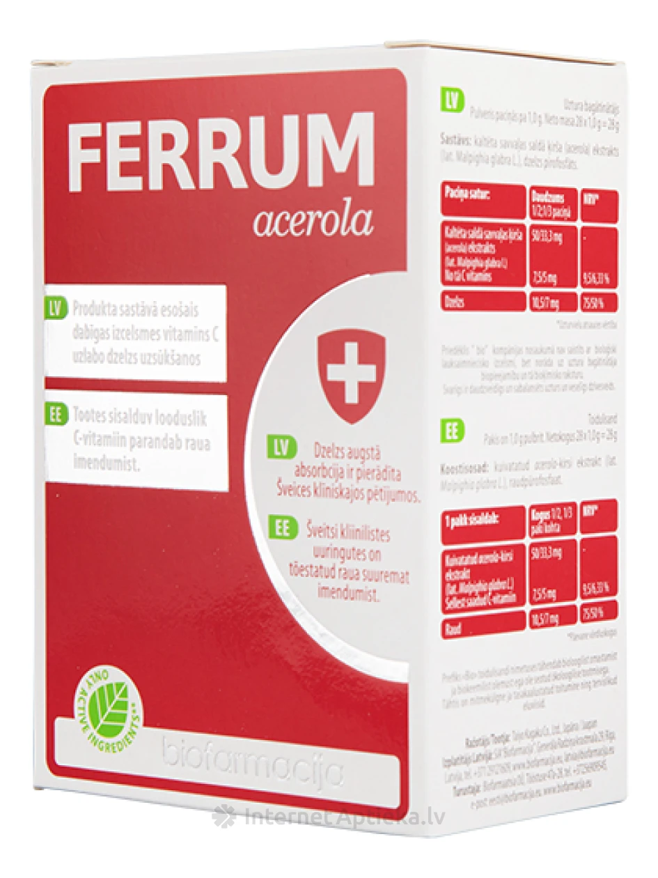 Bio Ferrum Acerola pulveris paciņās, 28 gb. | internetaptieka.lv