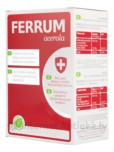 Bio Ferrum Acerola pulveris paciņās, 28 gb. | internetaptieka.lv