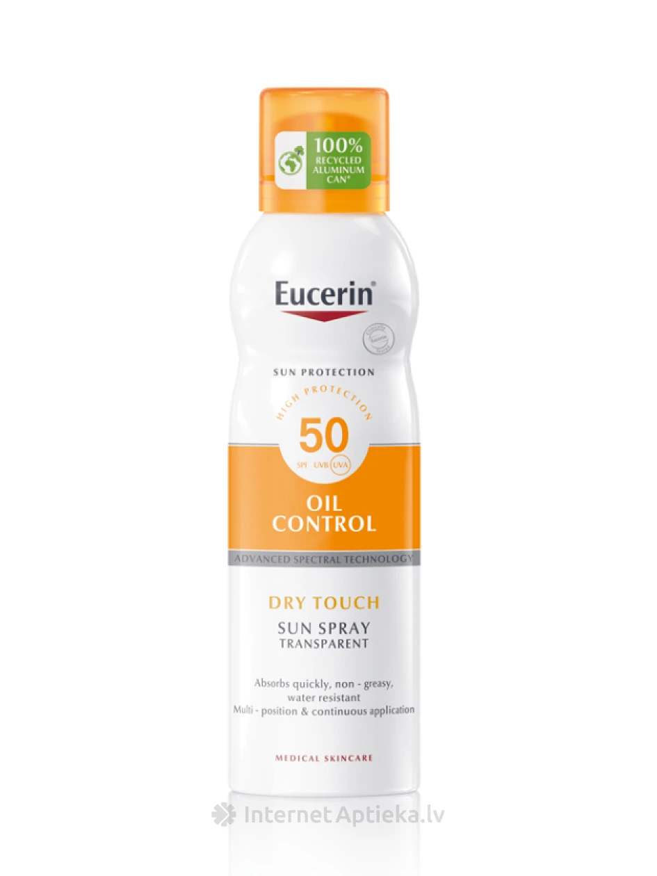 Eucerin Sun Oil Control Dry Touch SPF50 sauļošanās aerosols ķermenim, 200 ml | internetaptieka.lv