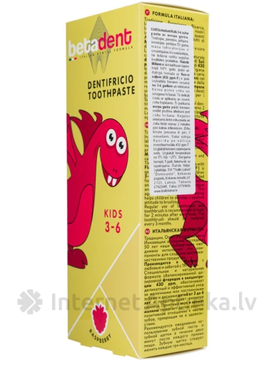 Betadent Kids 3-6 laste hambapasta VAARIKA, 75 ml | internetaptieka.lv