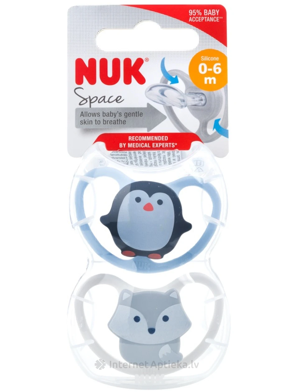 Nuk Пустышка Space 1SI, 2 шт | internetaptieka.lv