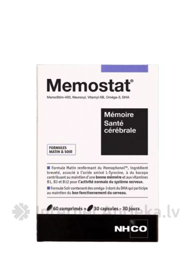 Memostat Atmiņai, Smadzeņu veselībai, 30 kapsulas un 60 tabletes | internetaptieka.lv