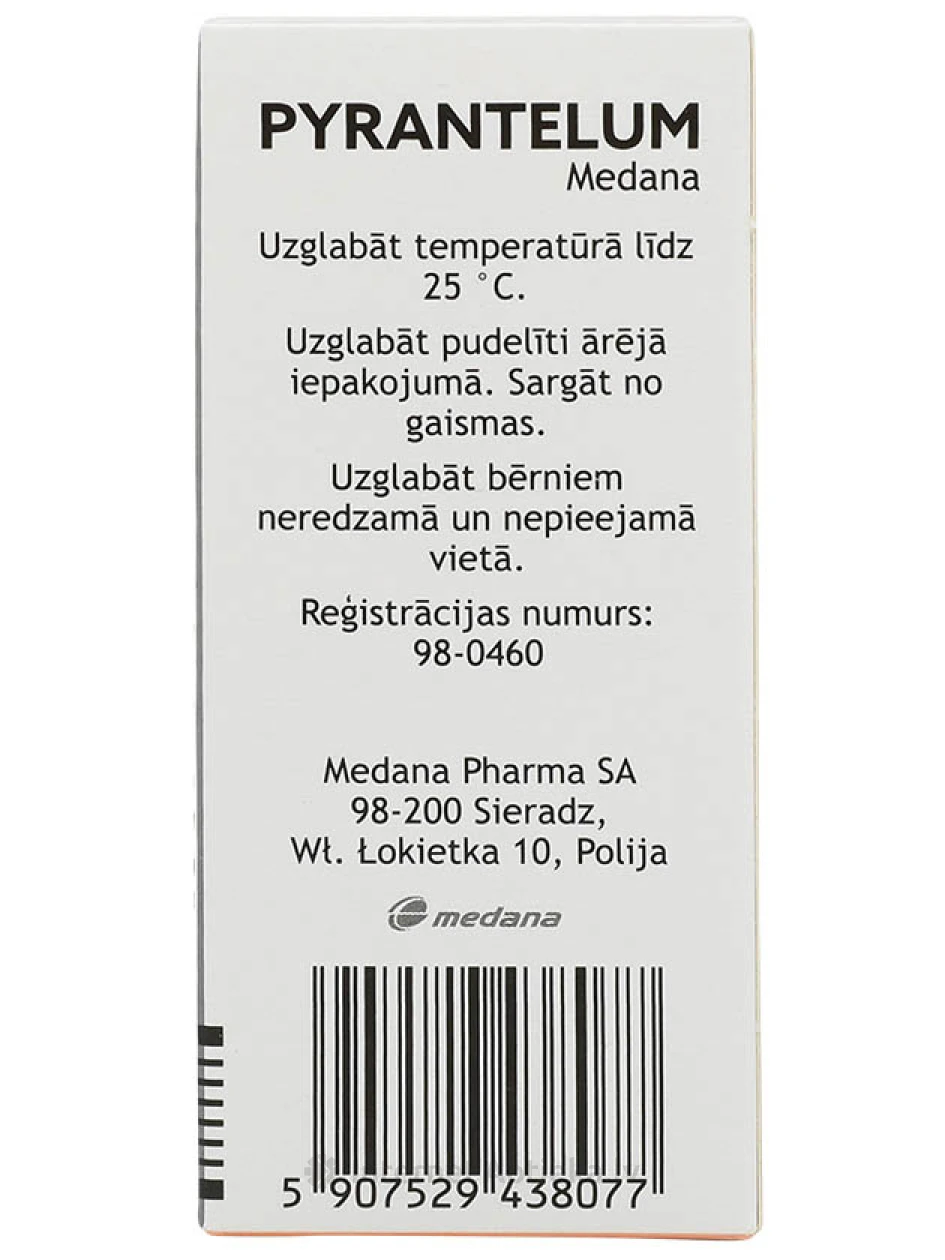 Pyrantelum 250мг/5мл суспензии, 15 мл | internetaptieka.lv