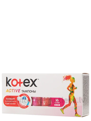 Kotex Active tamponi Super, 16 gb. | internetaptieka.lv