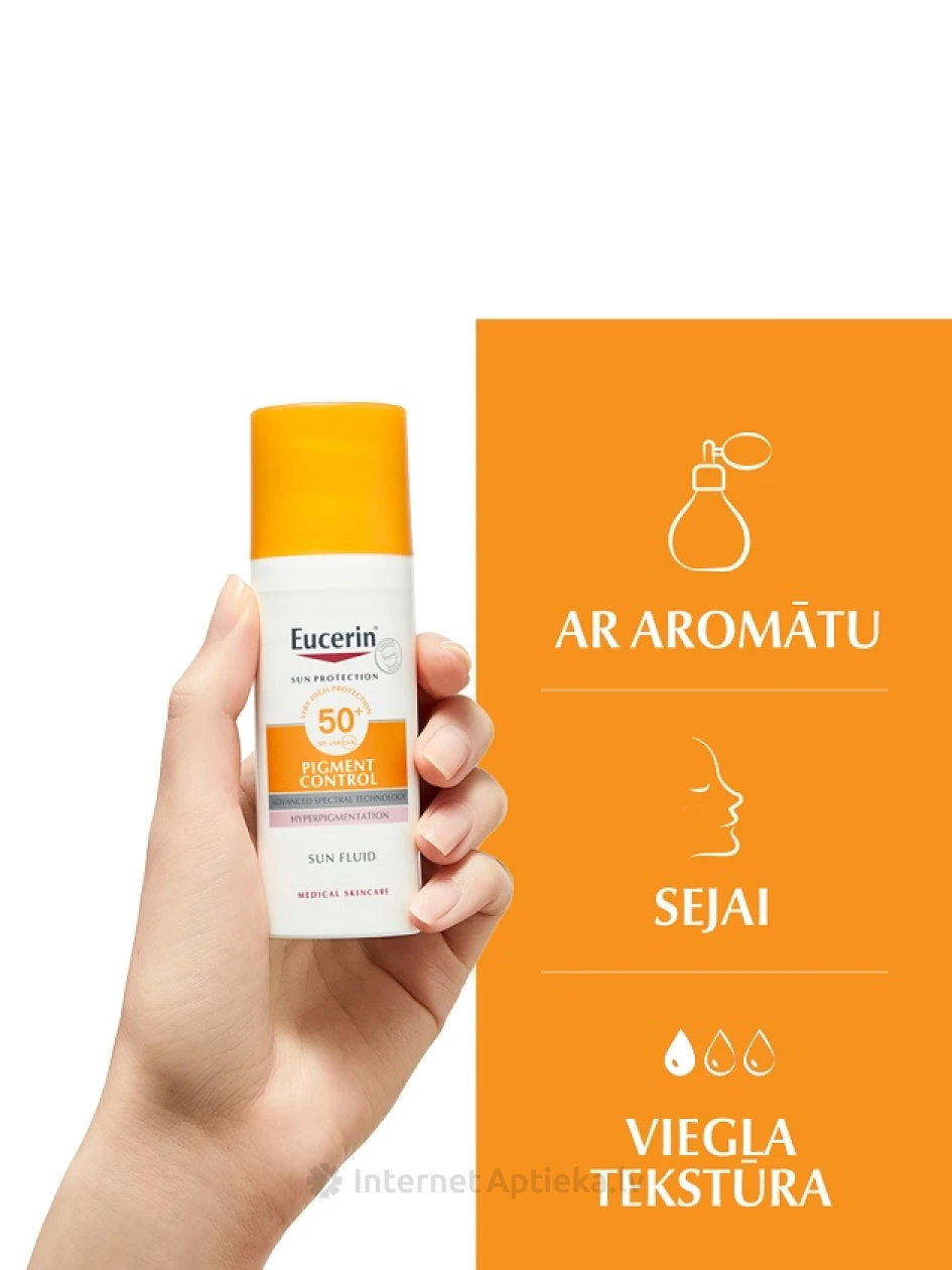 Eucerin Sun pigment control sauļošanās līdzeklis pret hiperpigmentāciju ar SPF50+, 50 ml | internetaptieka.lv