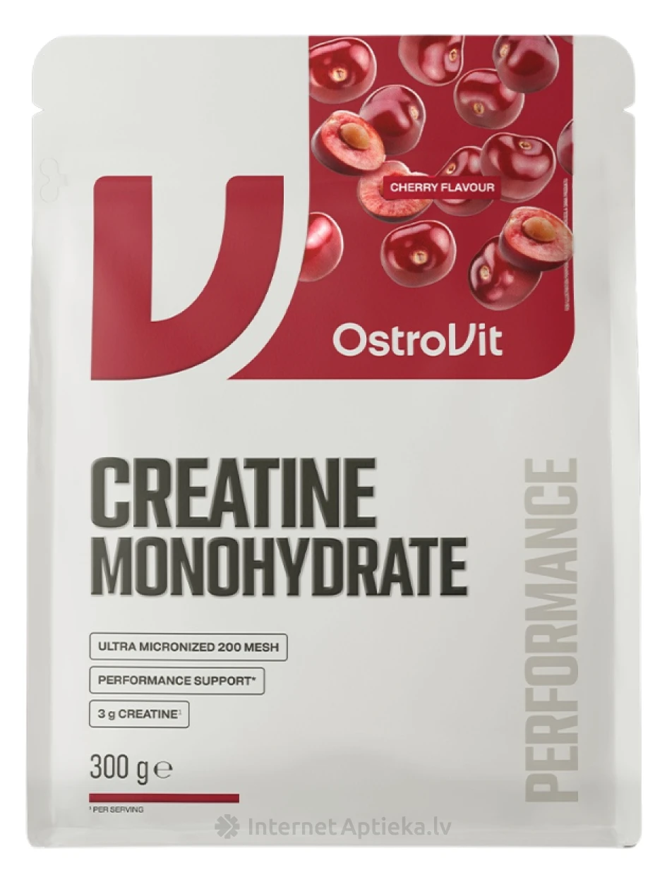 OstroVit Creatine Monohydrate Cherry Pulveris, 300 g | internetaptieka.lv