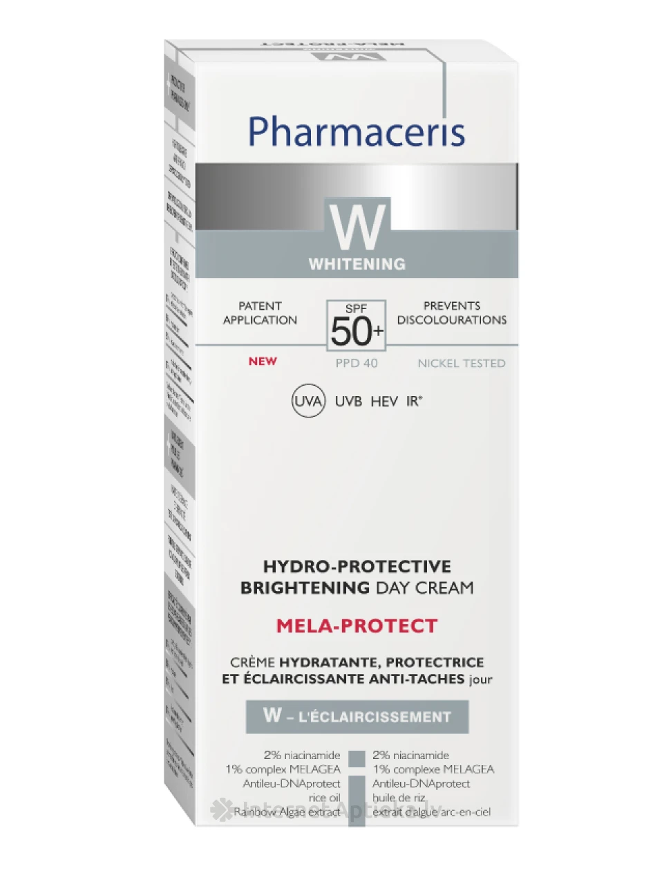 Pharmaceris W MELA-PROTECT SPF 50+ mitruma līmeni saglabājošs, balinošs dienas krēms, 50 ml | internetaptieka.lv