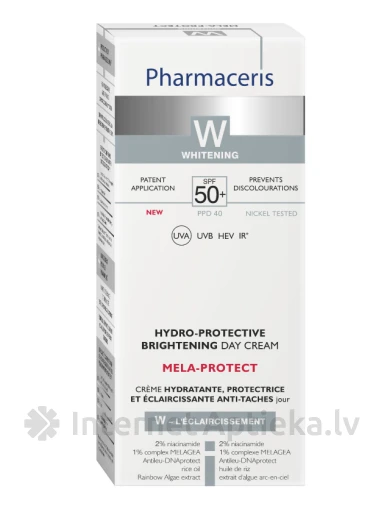 Pharmaceris W MELA-PROTECT SPF 50+ mitruma līmeni saglabājošs, balinošs dienas krēms, 50 ml | internetaptieka.lv