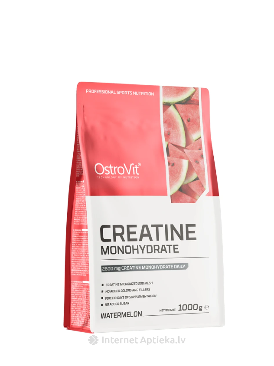 OstroVit 100% Creatine Monohydrate Watermelon Pulveris, 1000 g | internetaptieka.lv
