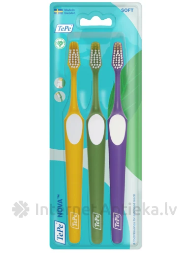 TePe Nova Soft zobu birstes, mīkstas, 3 gb. | internetaptieka.lv