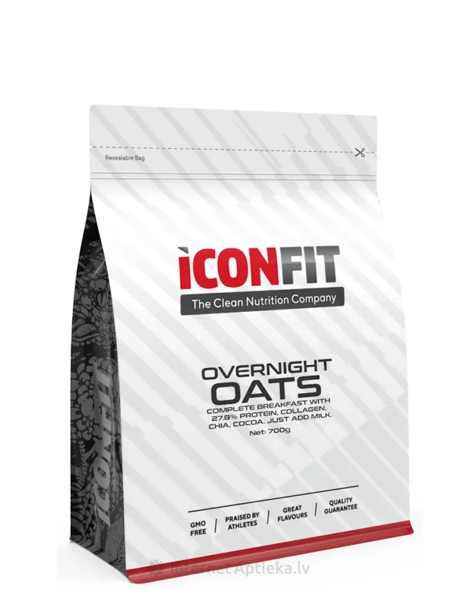 ICONFIT Naktiniai avižiniai dribsniai be glitimo Aviečių-kokoso, 1 kg | internetaptieka.lv