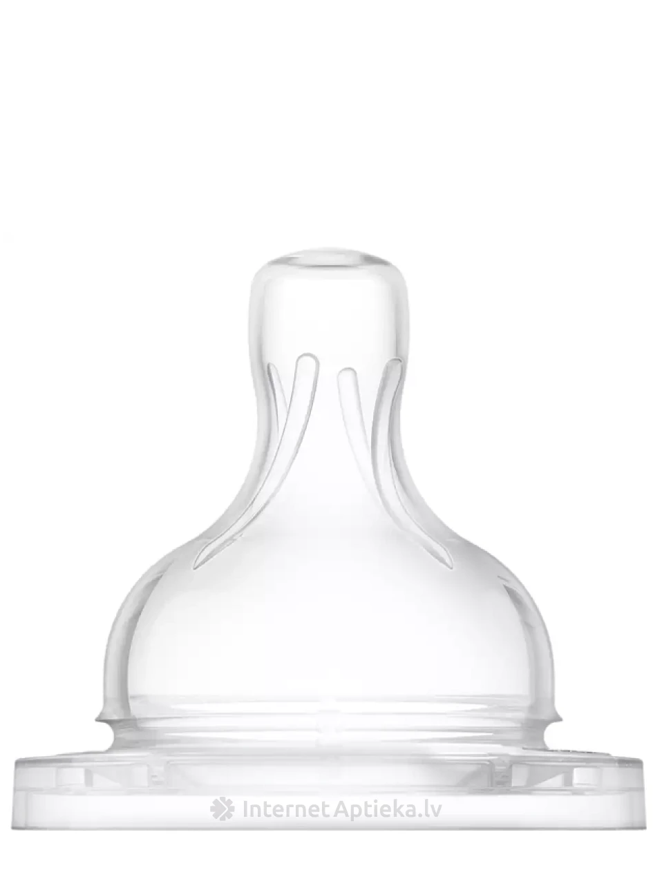 PHILIPS AVENT Силиконовые соски для бутылочек с средним потоком 3м+, 2 шт. | internetaptieka.lv