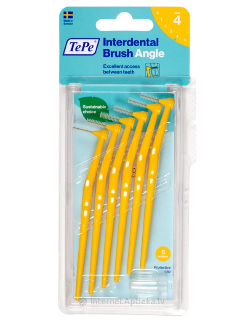 TePe Interdental Brush Angle hambavaheharja 0,7 mm, kollane, 6 tk | internetaptieka.lv