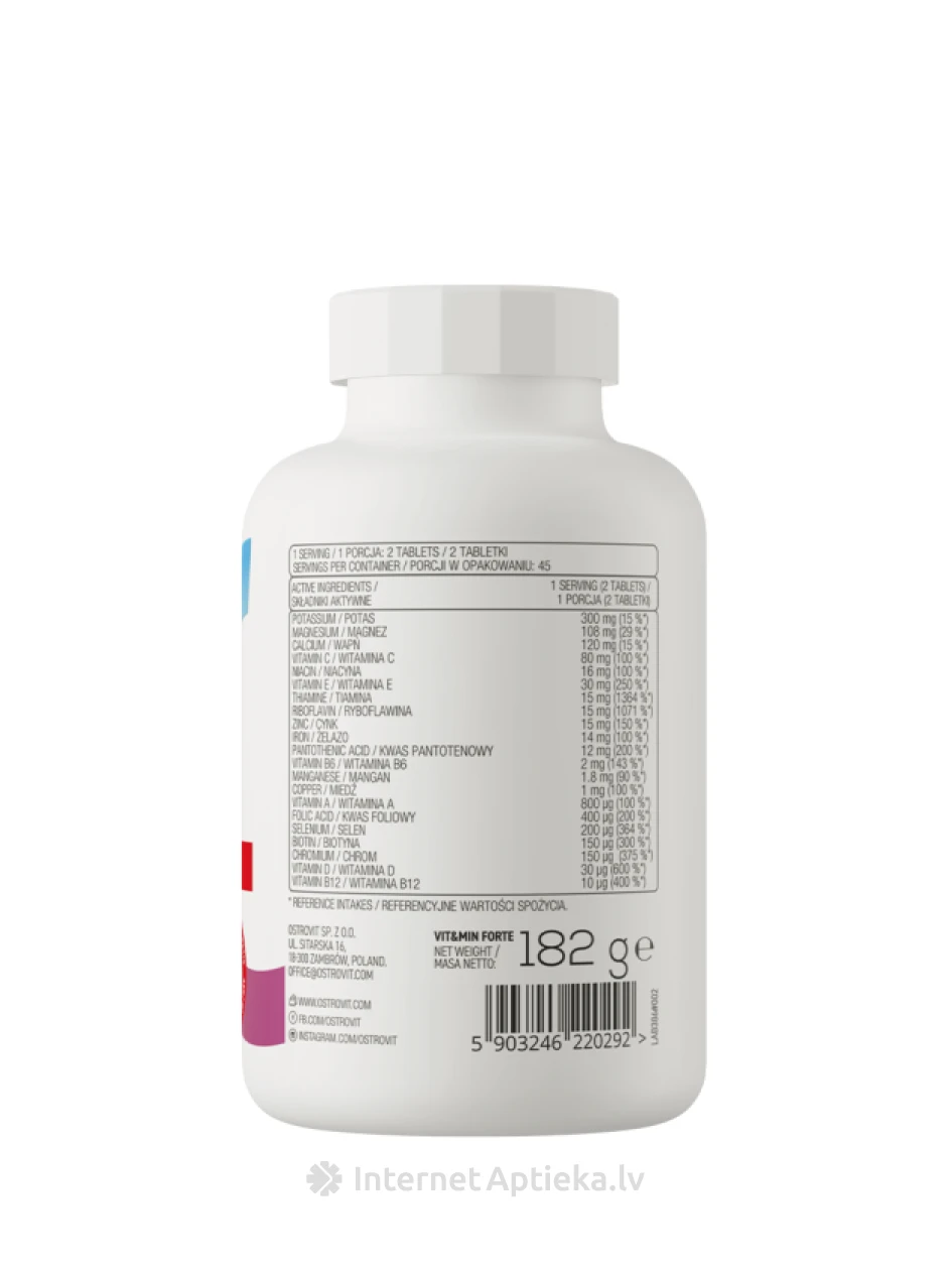 OstroVit tabletes Vit&Min FORTE, 120 gb. | internetaptieka.lv