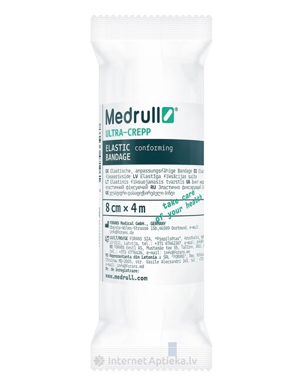 Medrull Ultra-crepp elastīga saite, 4 m x 8 cm | internetaptieka.lv