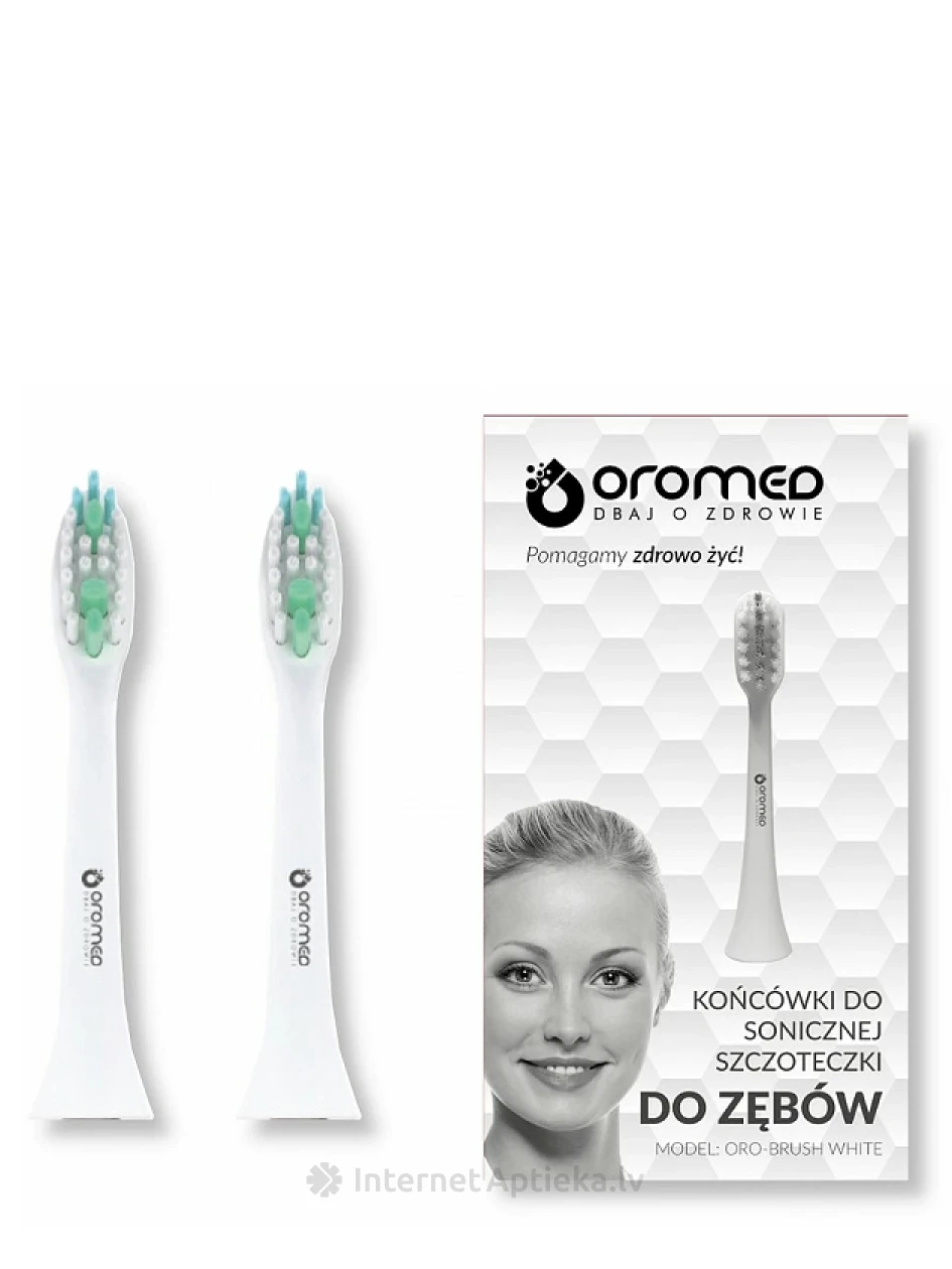ORO-BRUSH Насадки для ультразвуковых зубных щеток белые, 2 шт. | internetaptieka.lv