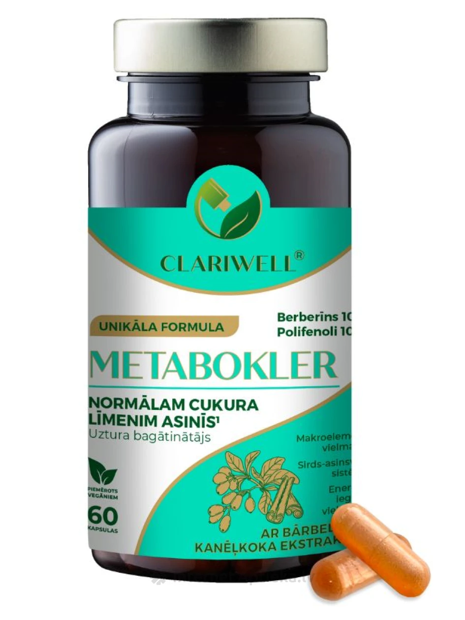 CLARIWELL® METABOKLER normālam cukura līmenim, 60 kapsulas | internetaptieka.lv