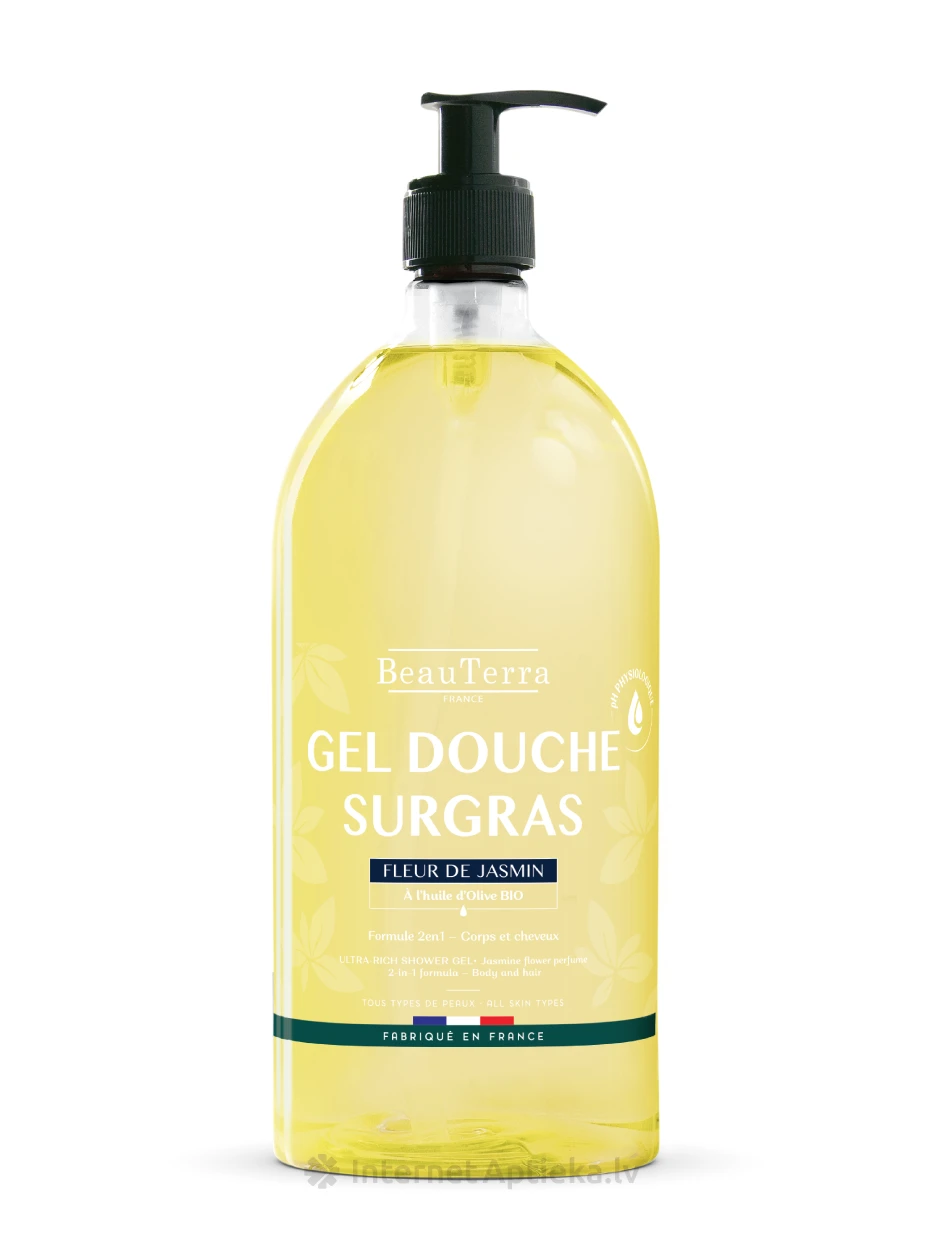 BeauTerra гель для душа, жасмин + оливковое масло, 1 Л | internetaptieka.lv