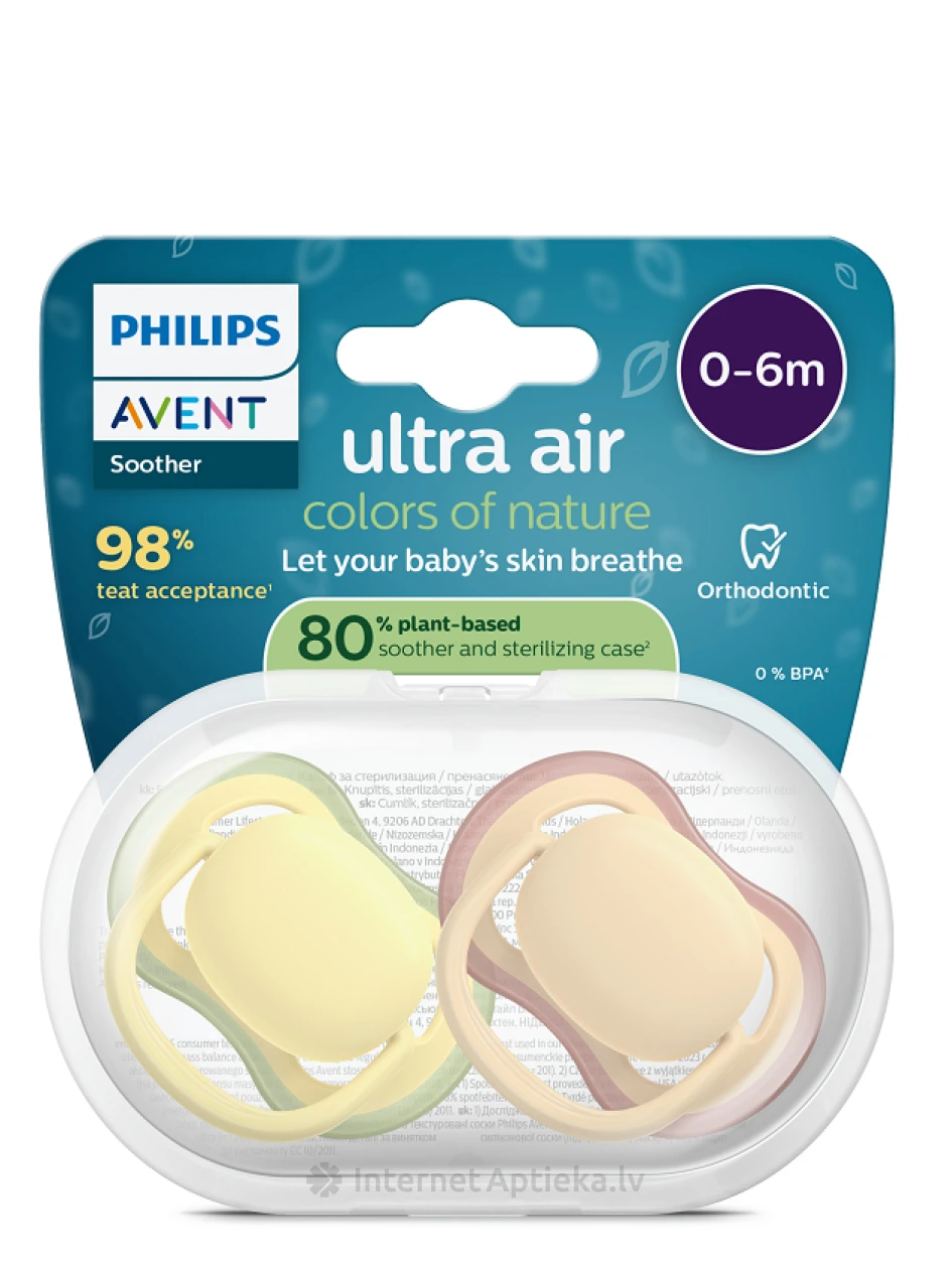 Philips Avent Ultra Air соска 0-6 мес., 2 шт. | internetaptieka.lv